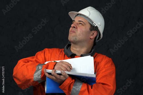 mine worker with file