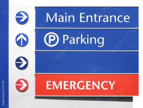 Main Entarnce, Parking, and Emergency Sign