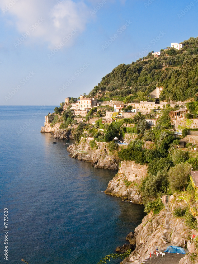 landscape of houses on the coast of Amalfi