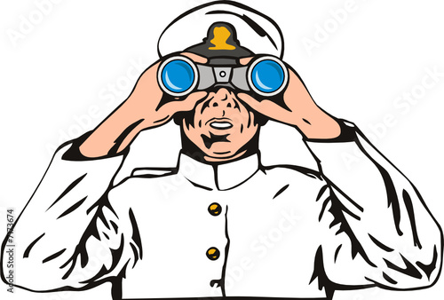 Navy captain with binoculars