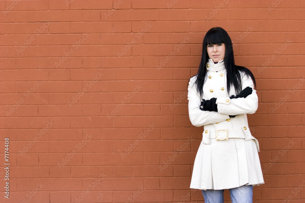 Girl near wall