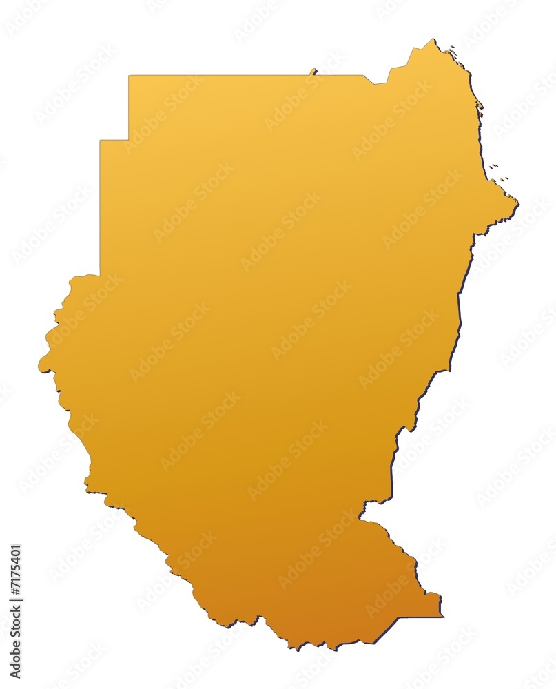 Obraz premium Sudan map filled with orange gradient. Mercator projection.