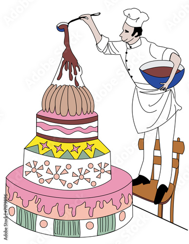 confectioner making cake