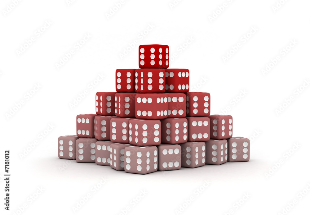 Naklejka premium Pyramid Of Dice With Only Sixes On All Side