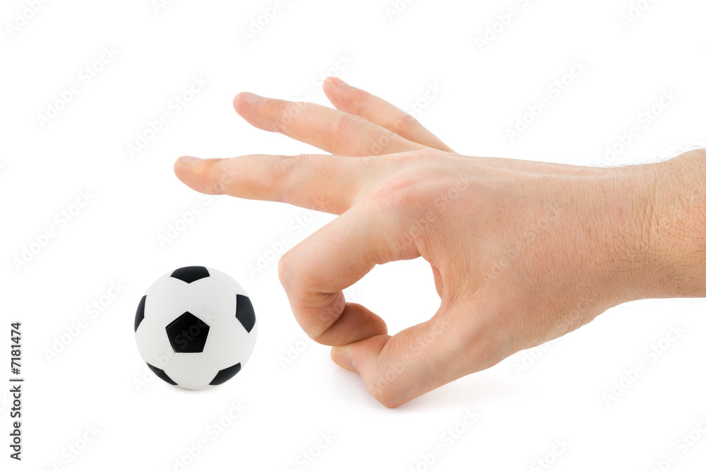 Fototapeta premium Hand and soccer ball