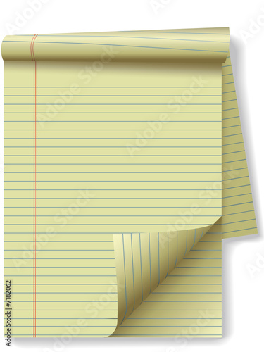 Yellow Legal Pad Corner Paper Page Curl