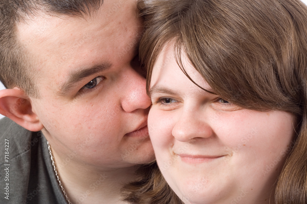 Young love couple smiling