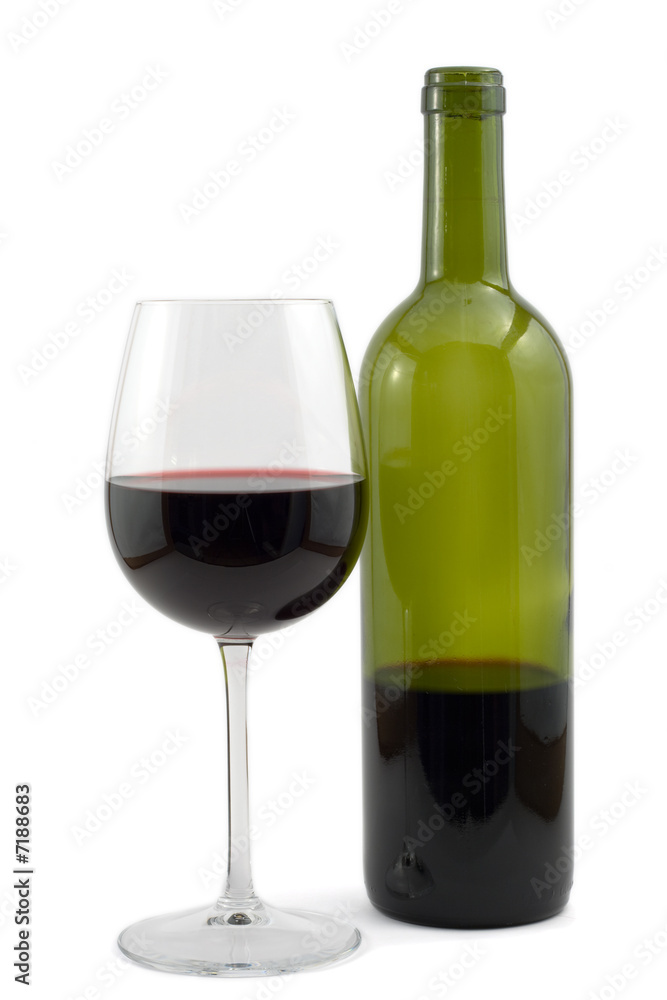 red wine bottle and wine glas
