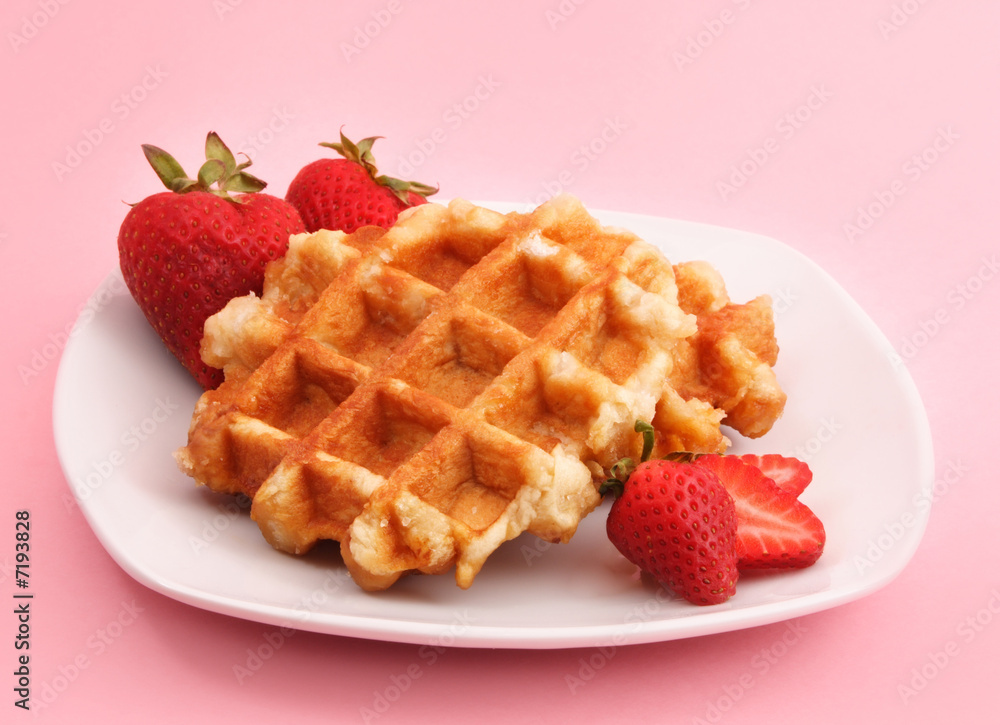 belgian waffle and strawberries belgian waffle and strawberries