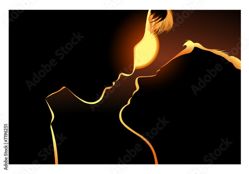 Couple d'amoureux dans la nuit