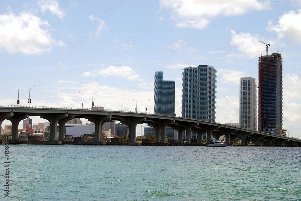 Causeway Bridge and Miami Skyline