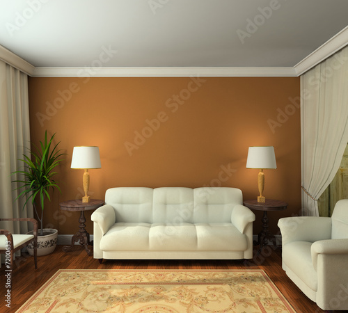 3D render classic interior of living-room
