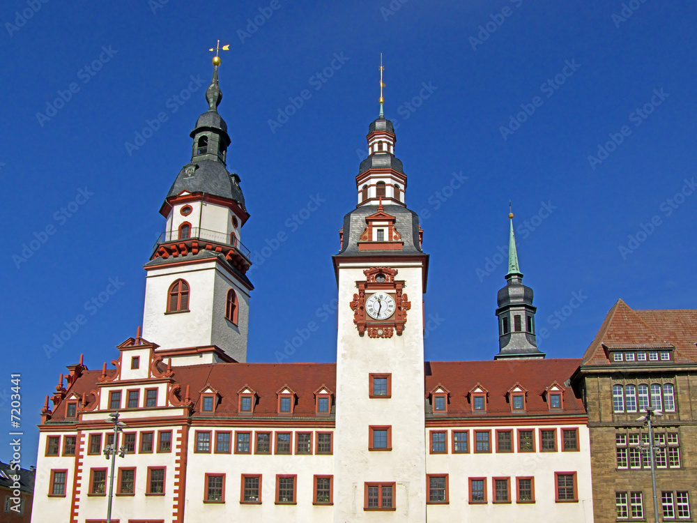 Altes Rathaus und Stadtkirche in Chemnitz