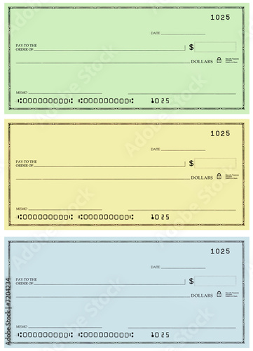 three checks with no name and false numbers