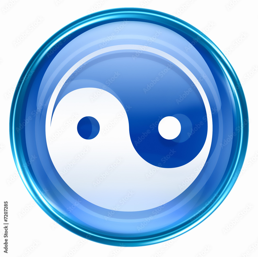 yin yang symbol icon blue, isolated on white background yin yang symbol icon blue, isolated on white background