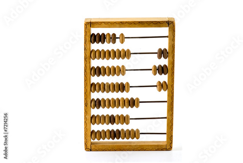 old wooden calculator isolated on white