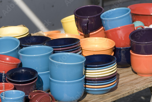 colorful cups and plates