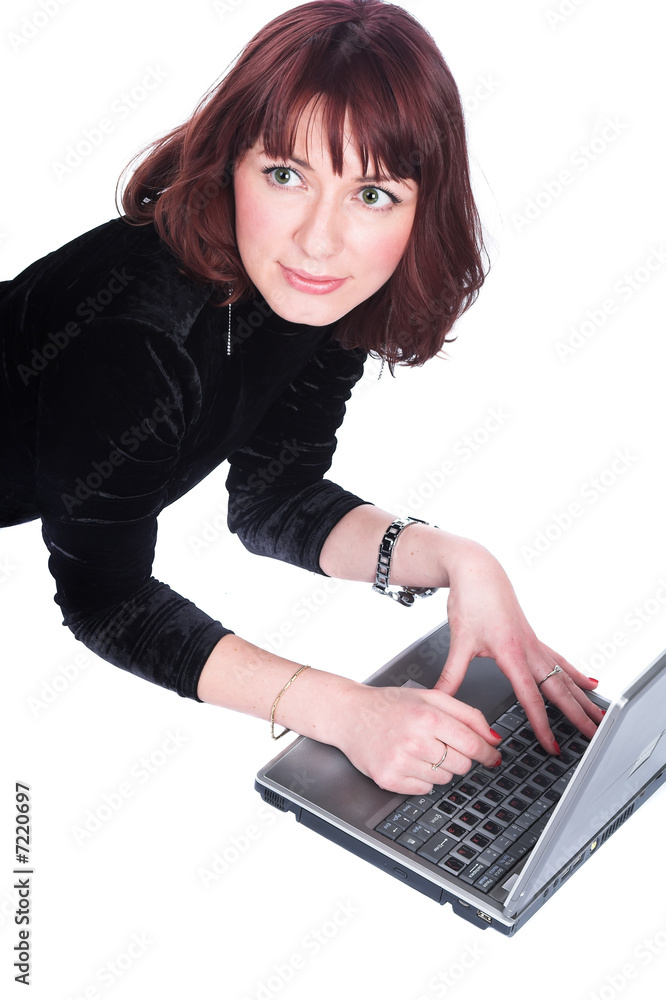 A series of photos about the girl and a computer A series of photos about the girl and a computer