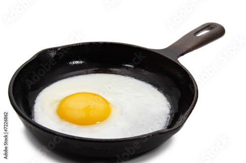 egg on a cast-iron pan