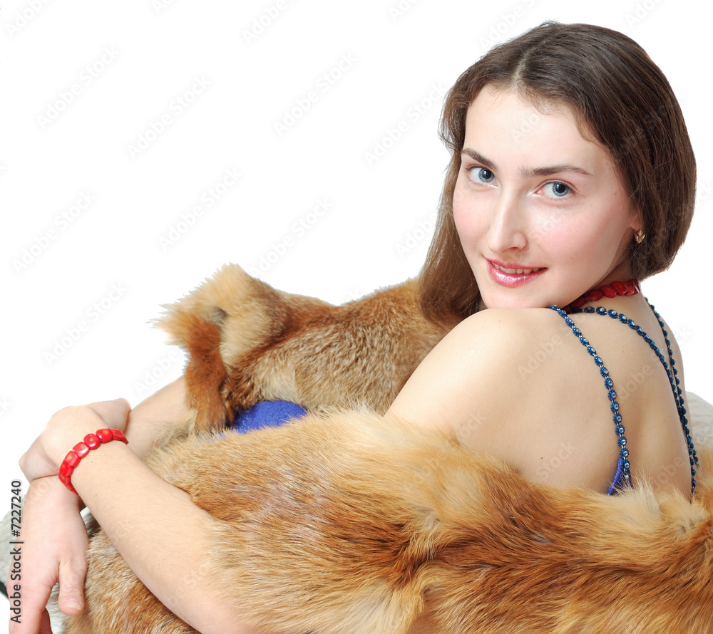 nice girl with fox on shoulders nice girl with fox on shoulders