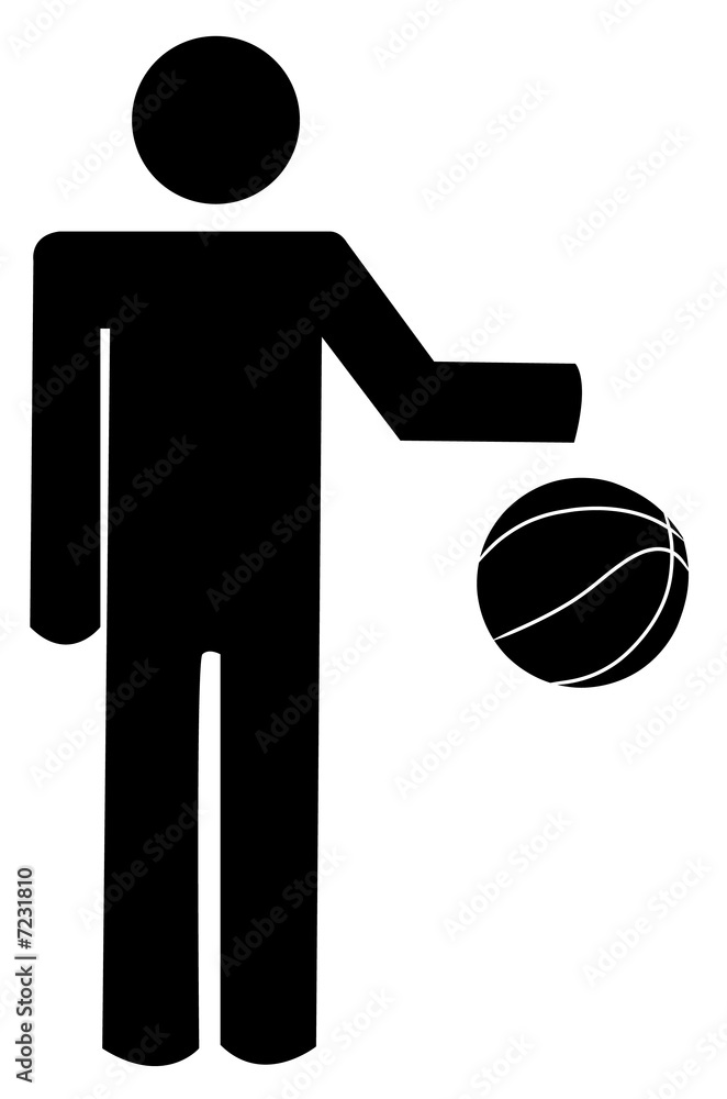 Fototapeta premium stick person figure bouncing a basketball