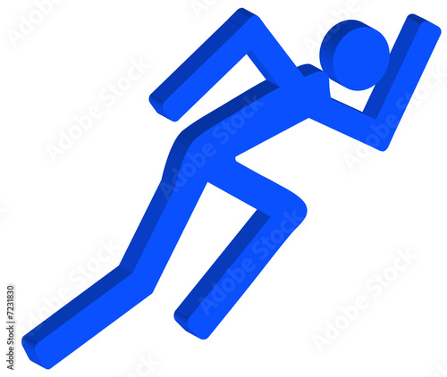 3D stick figure or person running in a hurry