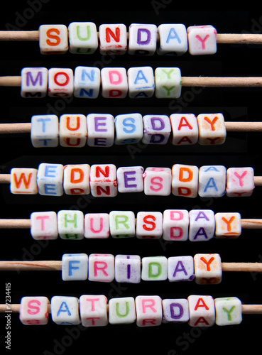 days of the week created with miniature bricks