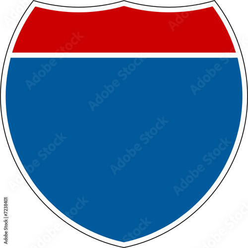 Empty Interstate Sign on white background