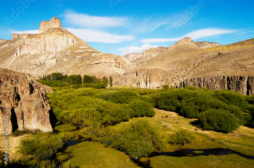 river valley in patagonia desert