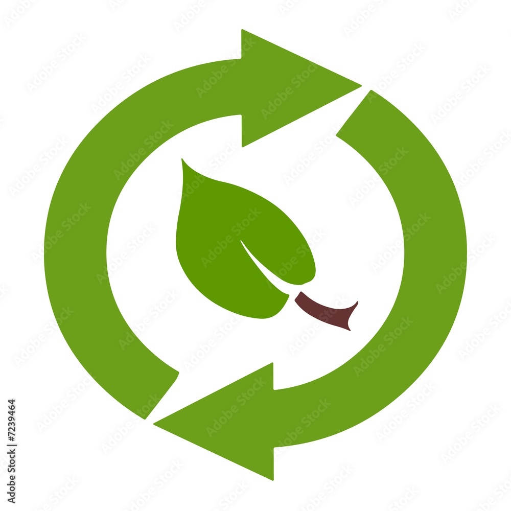 Recycling symbol leaf sign Recycling symbol leaf sign