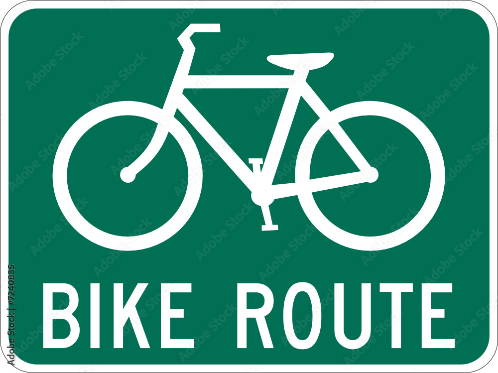 Bicycle Route Guide sign on white Bicycle Route Guide sign on white