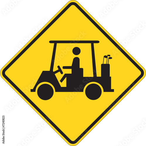 Golf Cart traffic sign warning on white