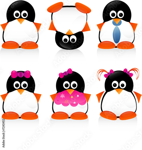 Funny and shiny penguins