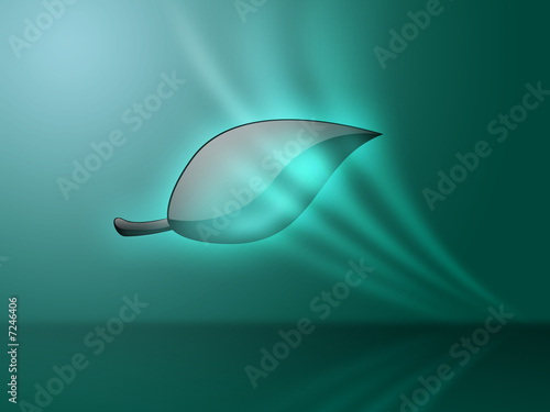 Cyan Crystal leaf on Cyan Background