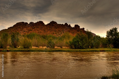 Desert River and Mountain