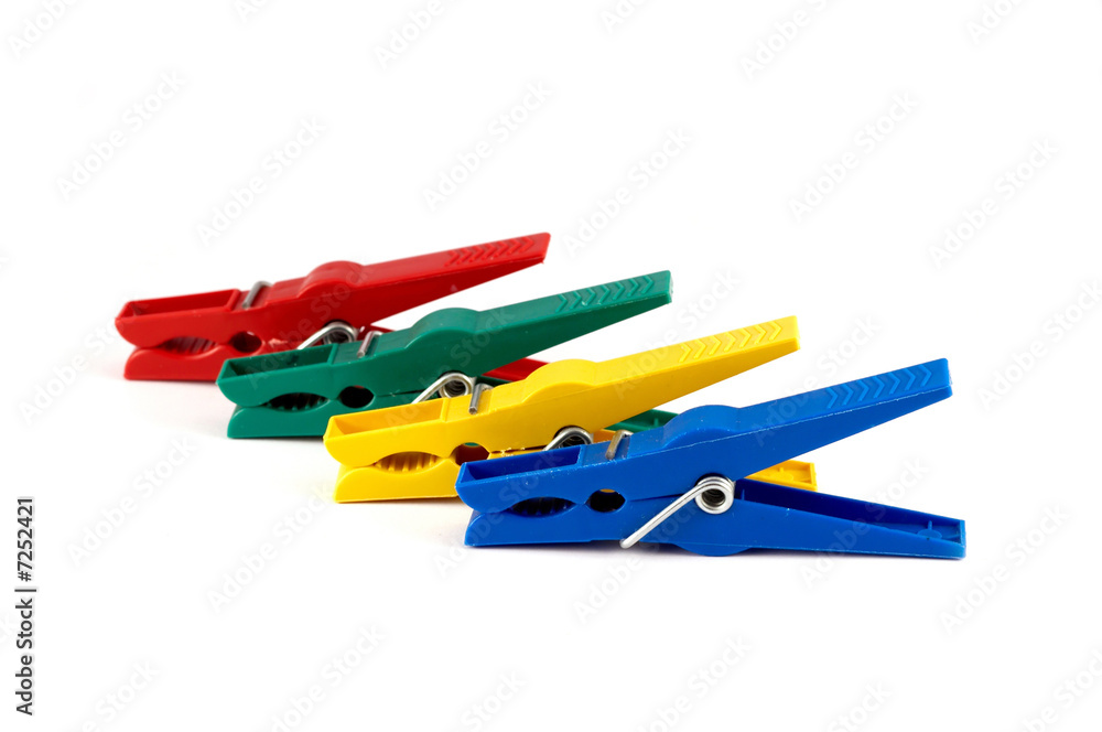 Colour clothes-peg isolated on white background Colour clothes-peg isolated on white background