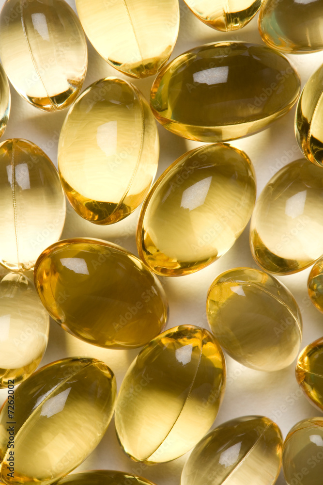 Cod liver oil soft gel (gelatin) capsules