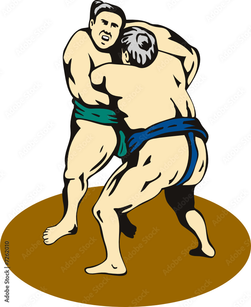 Sumo wrestlers having a go Sumo wrestlers having a go