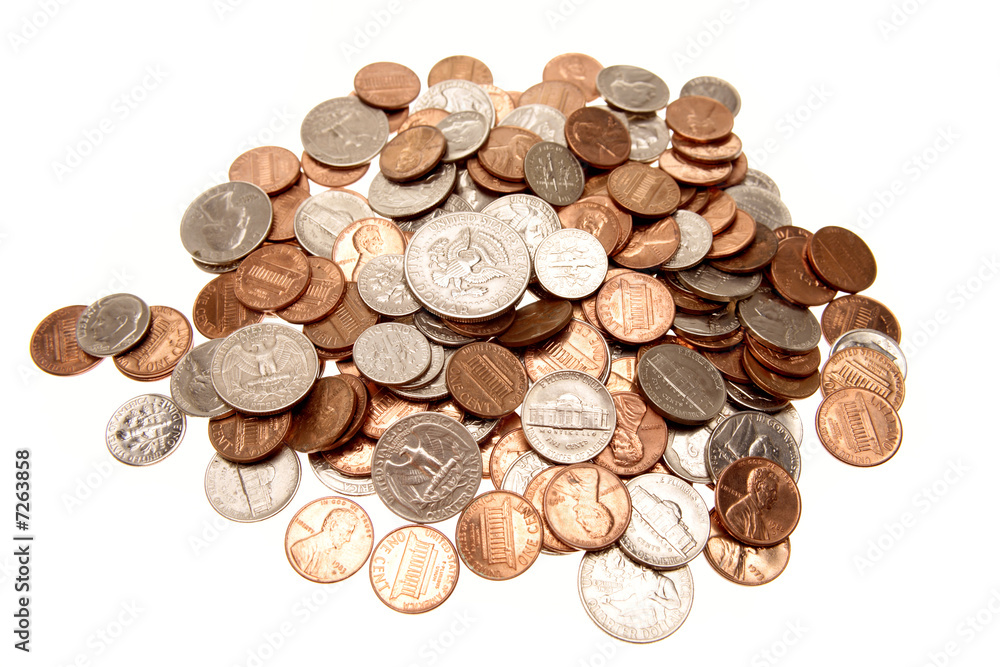 American coins isolated over white background American coins isolated over white background