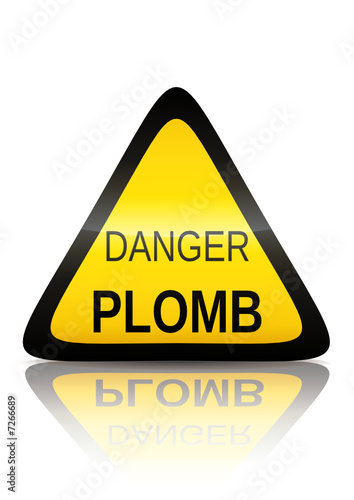 Symbole de danger plomb (reflet métal) 