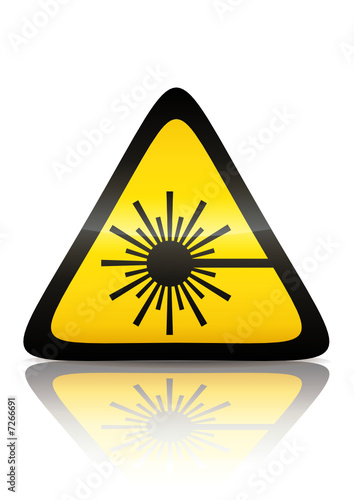 Symbole de danger rayon laser (reflet métal) 