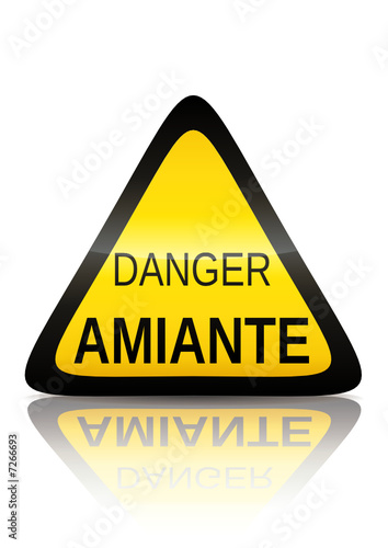 Symbole de danger amiante (reflet métal) 