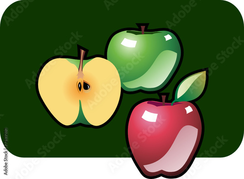 Stylized icon of three apples.