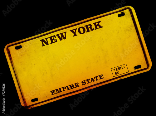 Old Style New York Metal Number Plate with clear space for text