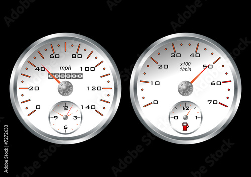 White dashboard car isolated over black background