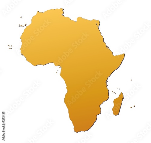 Africa map filled with orange gradient. Mercator projection.