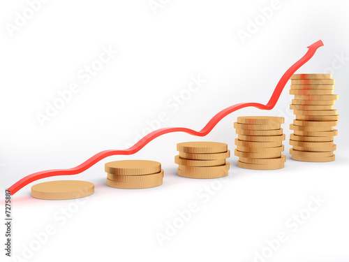 diagram with a chart and money