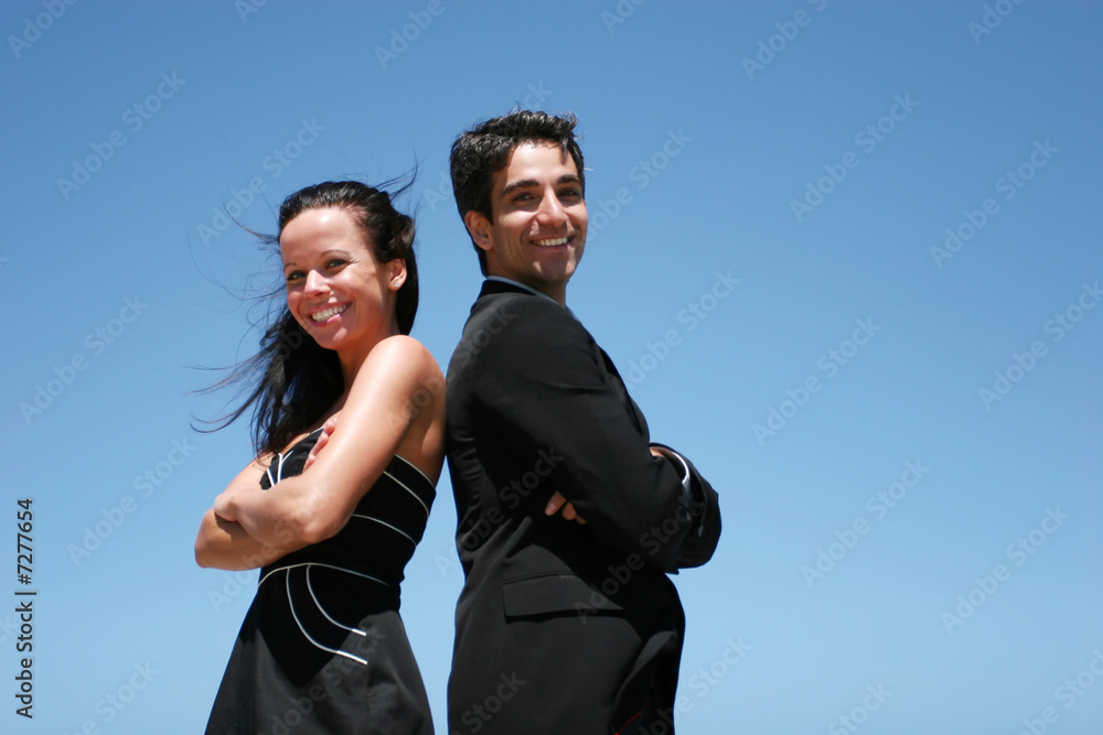 Young couple doing business