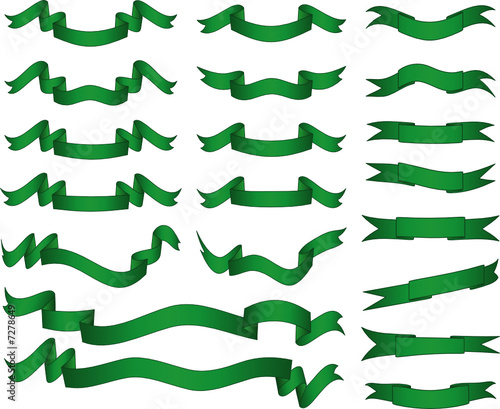 Green banners set. Cector illustration.