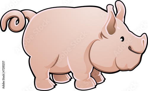 Cute Pig Farm Animal Vector Illustration